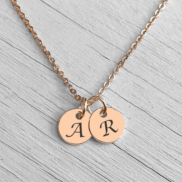 initial pendant necklace rose gold