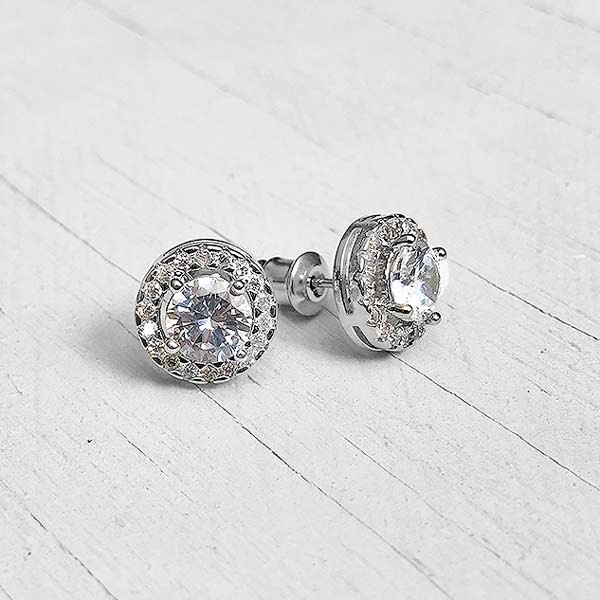 Round Cubic Zirconia Stud Earrings